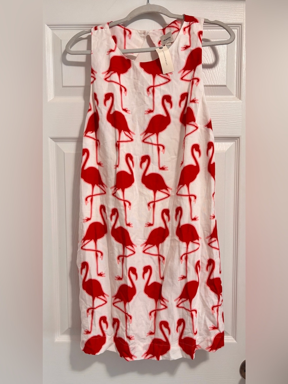 Maeve Sleeveless Linen Blend Printed Shift Mini Dress- NWT Size L - Picture 4 of 6